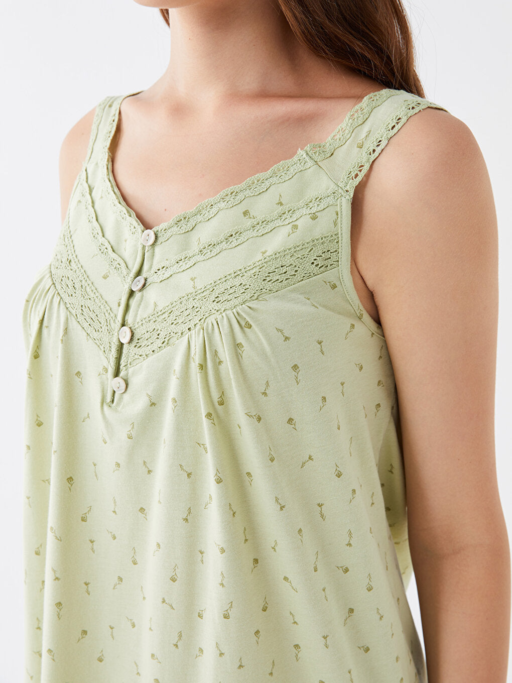 V-Neck Patterned Women's Nightgown