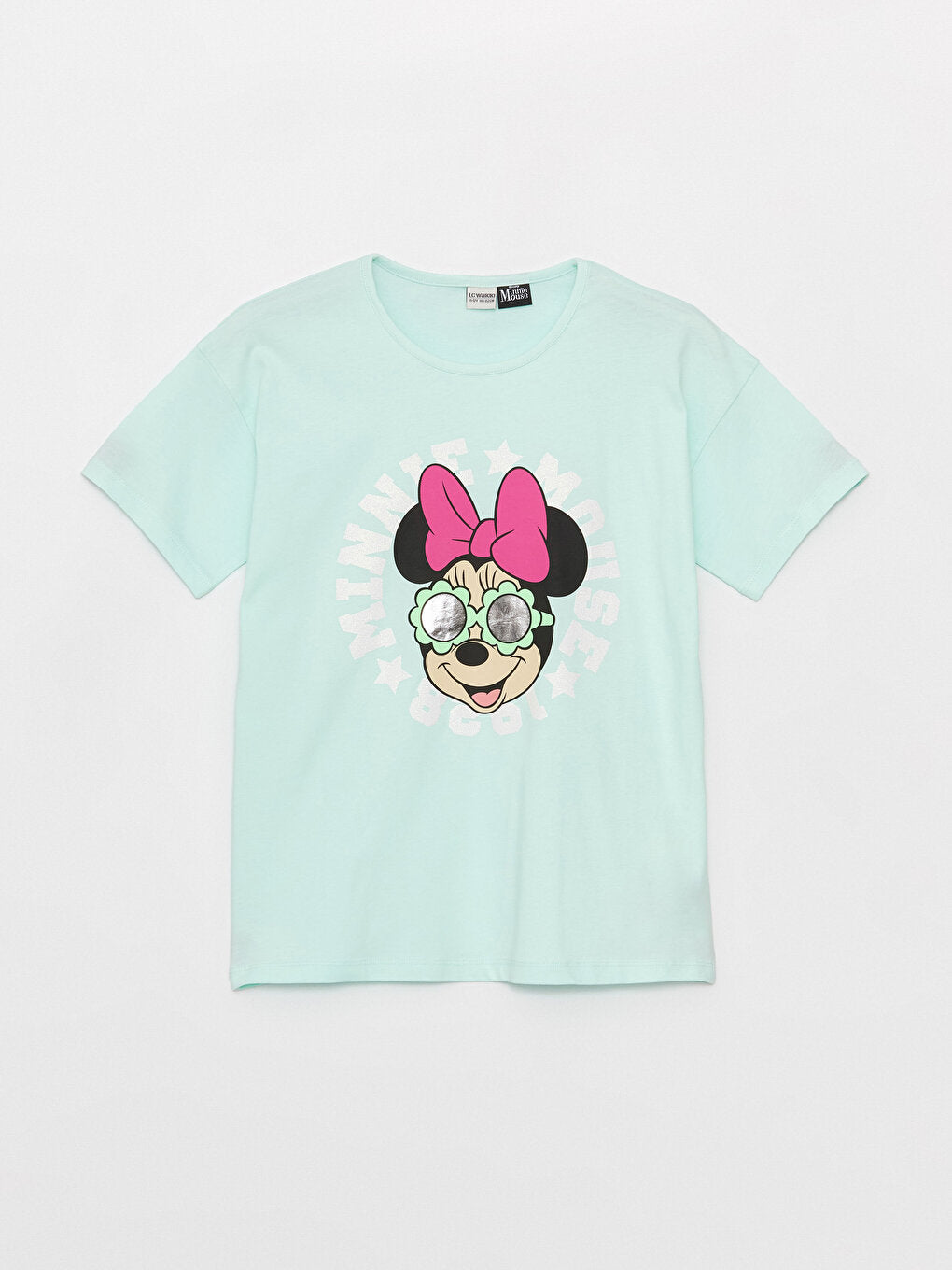 Crew Neck Minnie Mouse Printed Short Sleeve Girls' T-Shirt