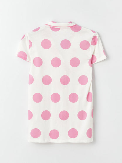 Shirt Collar Polka Dot Short Sleeve Women's Pajama Set