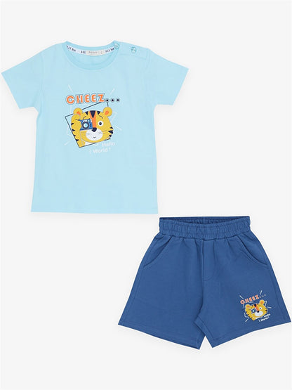 Crew Neck Short Sleeve Baby Boy T-Shirt and Shorts Set of 2