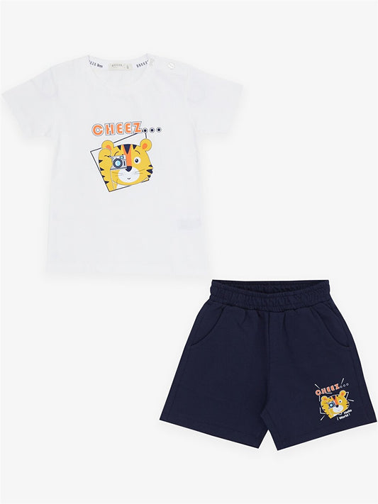 Crew Neck Short Sleeve Baby Boy T-Shirt and Shorts Set of 2