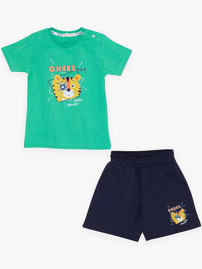 Crew Neck Short Sleeve Baby Boy T-Shirt and Shorts Set of 2