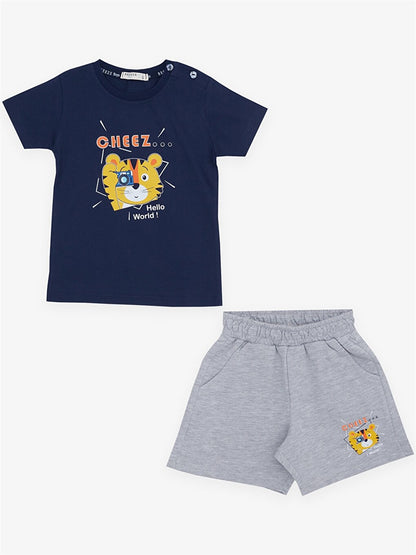 Crew Neck Short Sleeve Baby Boy T-Shirt and Shorts Set of 2