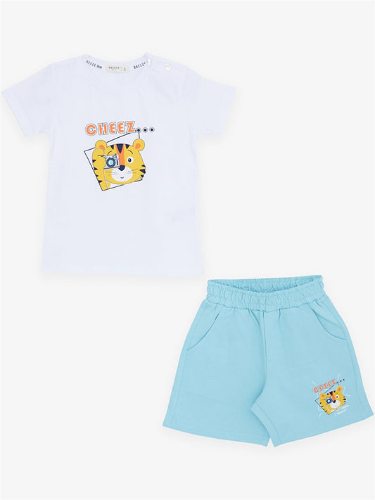 Crew Neck Short Sleeve Baby Boy T-Shirt and Shorts Set of 2