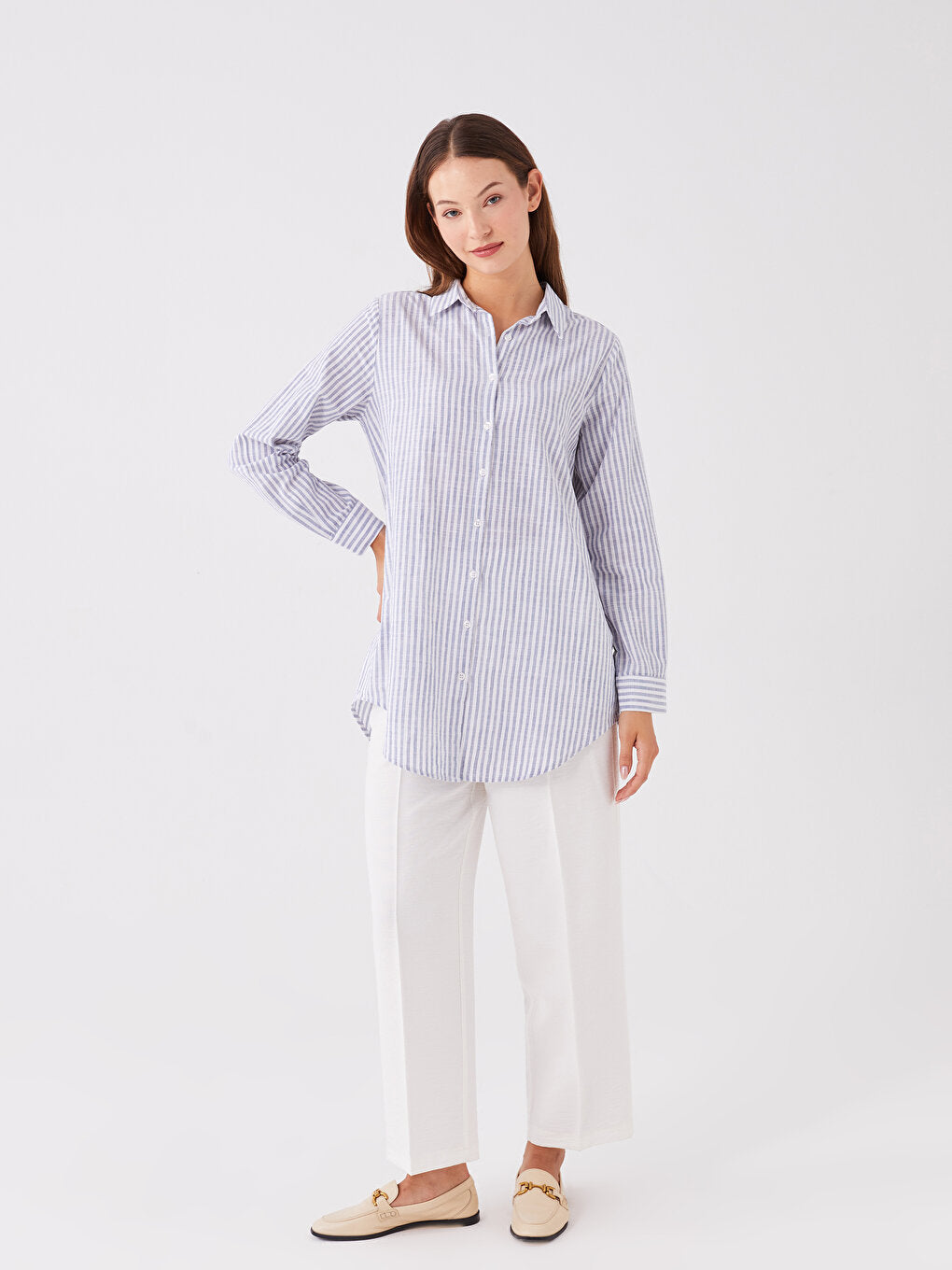 Striped Long Sleeve Women's Shirt Tunic