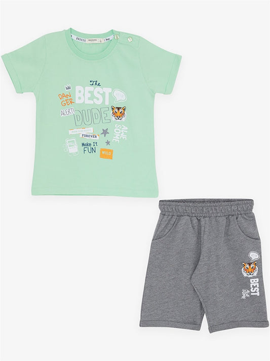 Crew Neck Short Sleeve Baby Boy T-Shirt and Shorts Set of 2