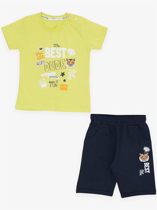 Crew Neck Short Sleeve Baby Boy T-Shirt and Shorts Set of 2