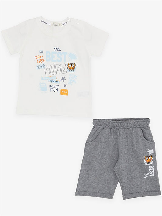 Crew Neck Short Sleeve Baby Boy T-Shirt and Shorts Set of 2