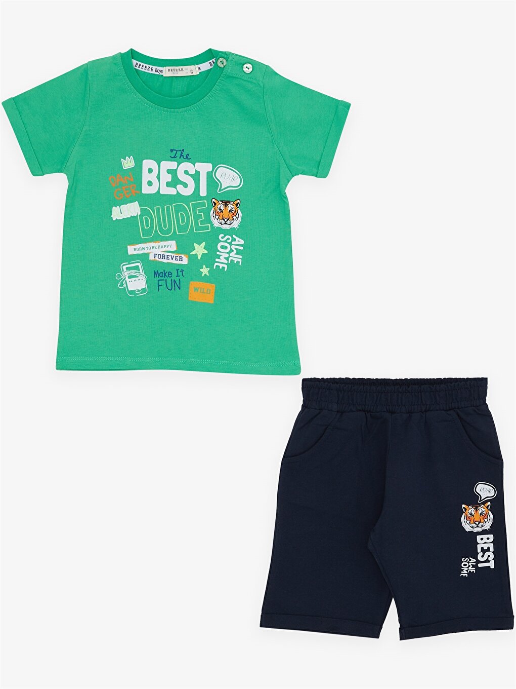 Crew Neck Short Sleeve Baby Boy T-Shirt and Shorts Set of 2