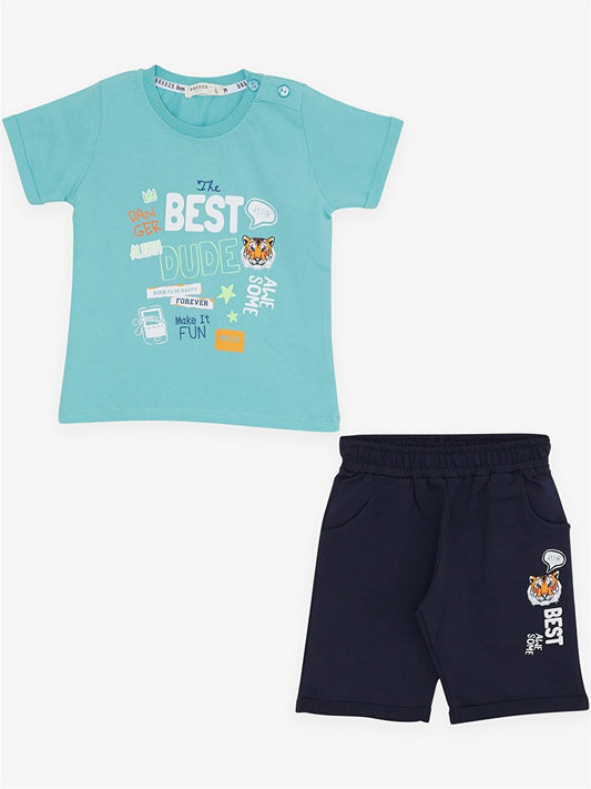 Crew Neck Short Sleeve Baby Boy T-Shirt and Shorts Set of 2