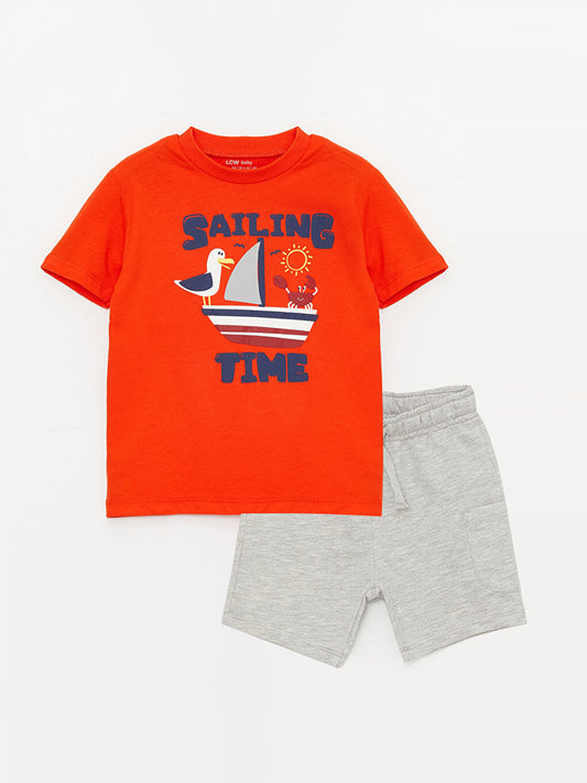 Crew Neck Baby Boy T-Shirt and Shorts, 2-pack