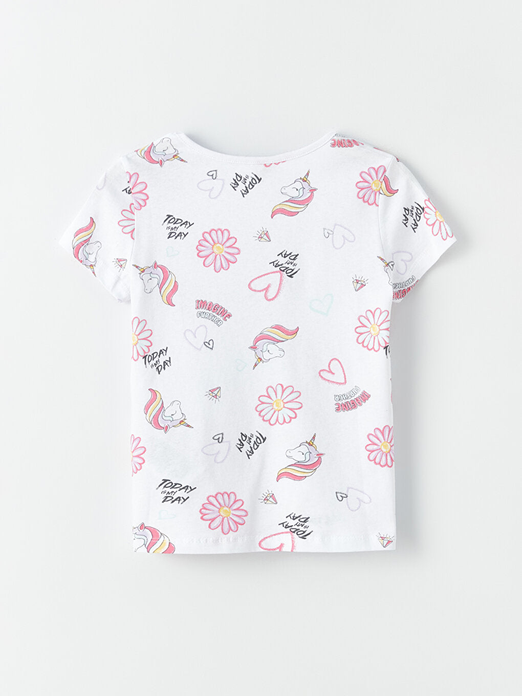 Crew Neck Printed Short Sleeve Girls' T-Shirt