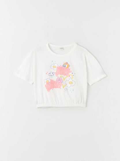 Crew Neck Printed Short Sleeve Girls' T-Shirt