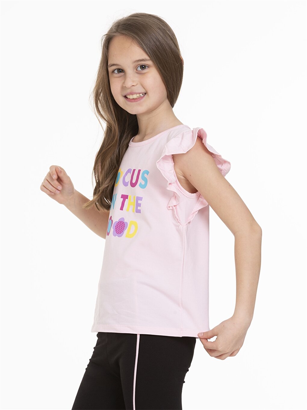 Crew Neck Printed Short Sleeve Girls' T-Shirt