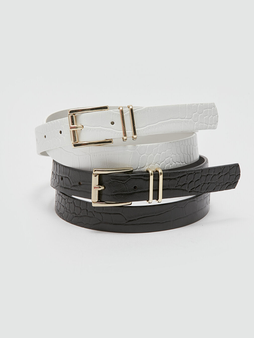 Leather Look Women's Thin Belt 2 Pack