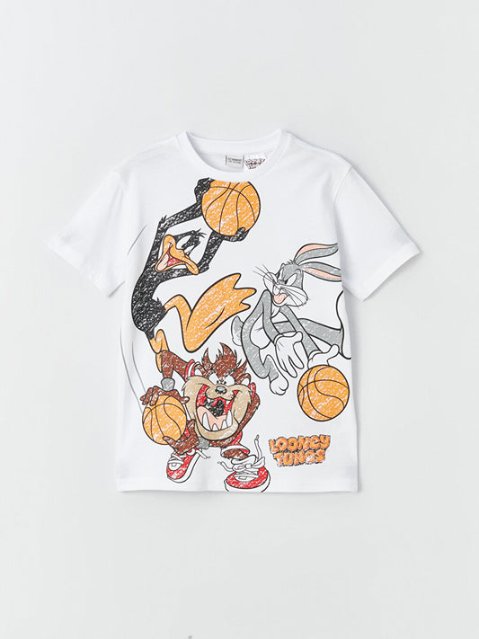 Crew Neck Looney Tunes Printed Short Sleeve Boys' T-Shirt