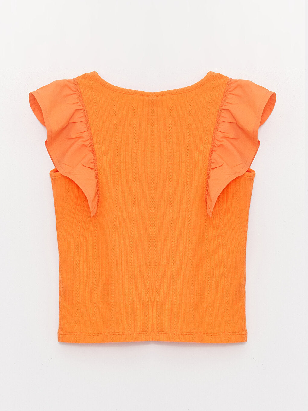 Crew Neck Ruffle Detailed Girl's T-Shirt