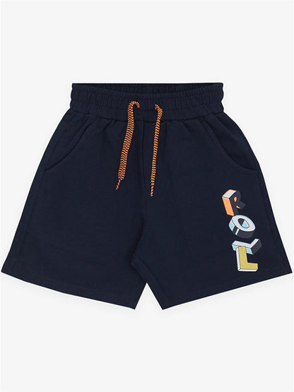 Crew Neck Printed Baby Boy Undershirt and Shorts 2-Piece Set