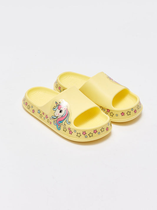 Single Striped Printed Girls' Slippers