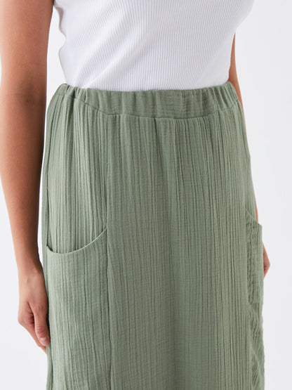 Plain Muslin Women's Skirt with Elastic Waist