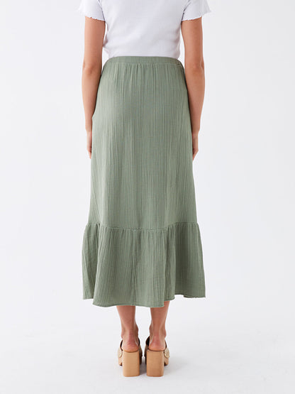 Plain Muslin Women's Skirt with Elastic Waist