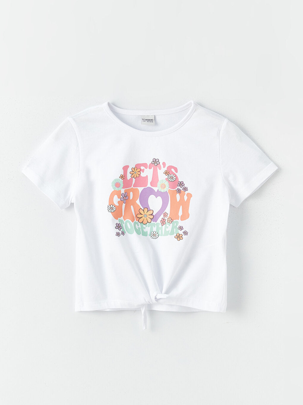 Crew Neck Printed Short Sleeve Girls' T-Shirt