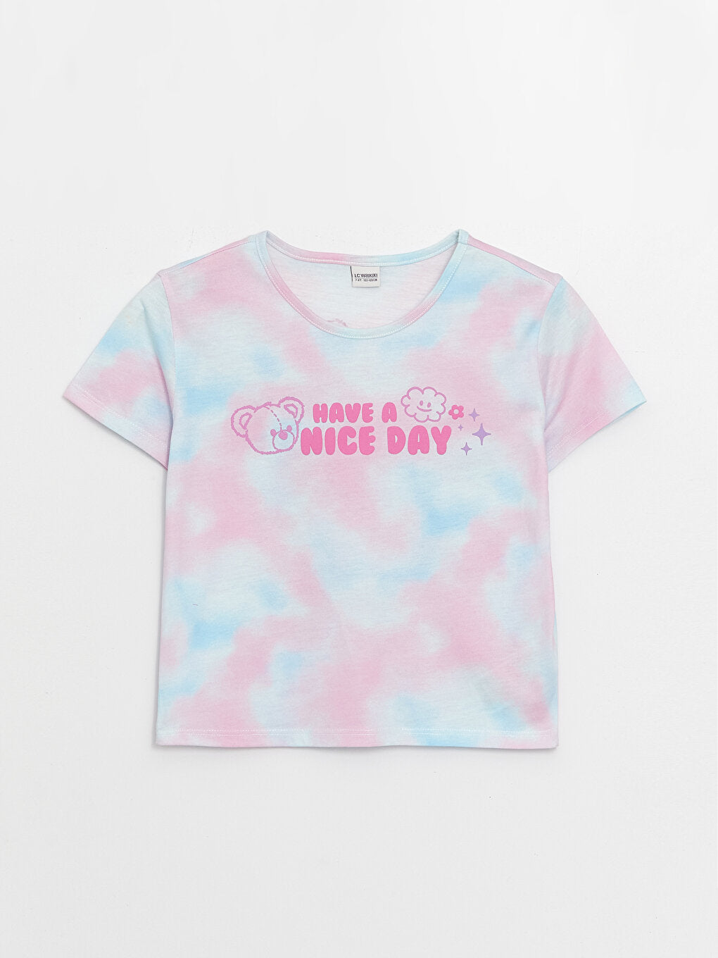 Crew Neck Printed Short Sleeve Girls' T-Shirt