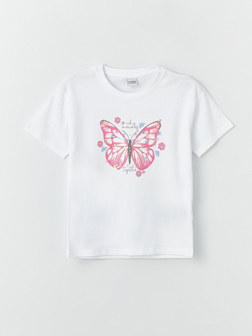 Crew Neck Printed Short Sleeve Girls' T-Shirt