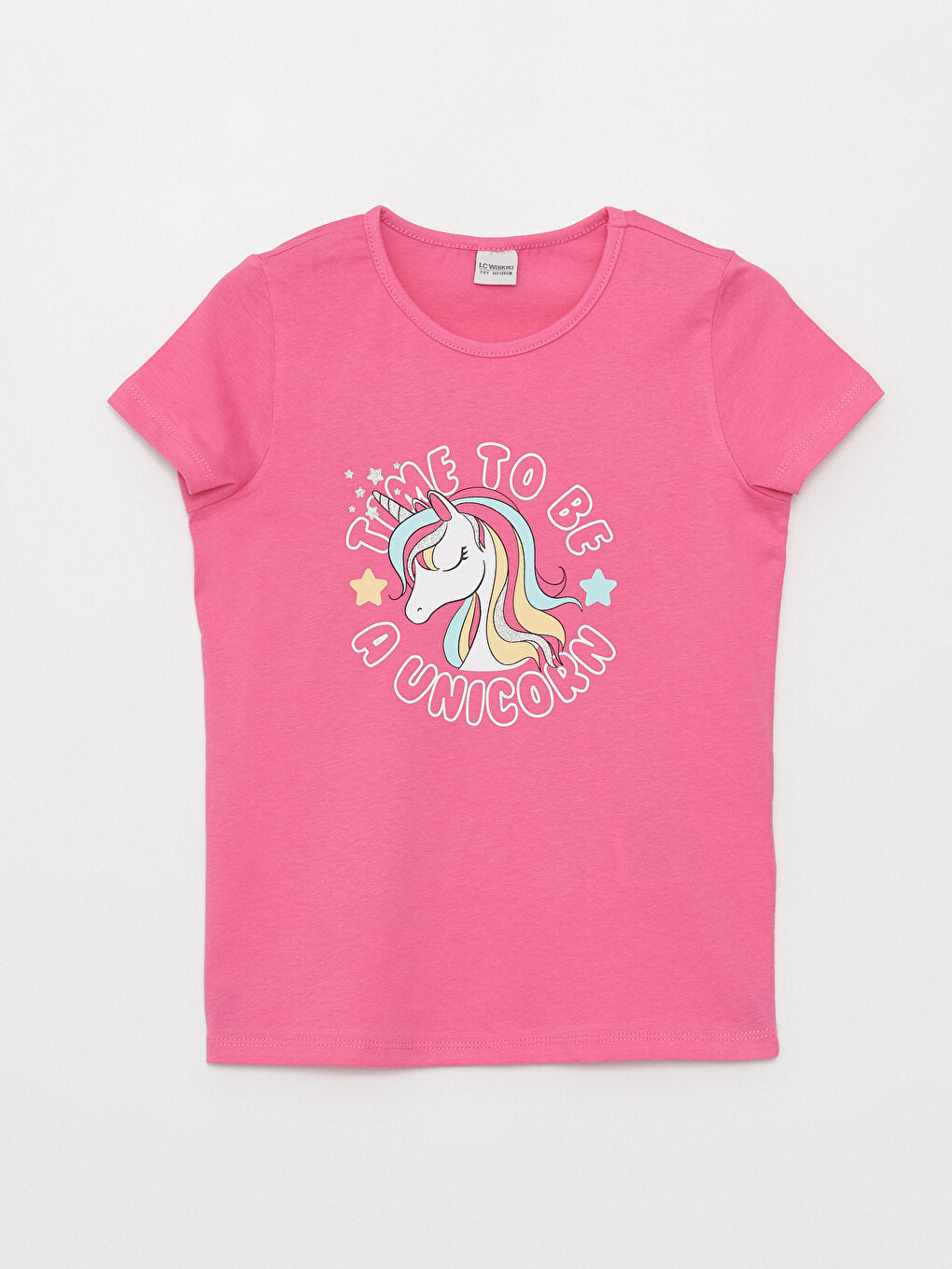 Crew Neck Printed Short Sleeve Girls' T-Shirt