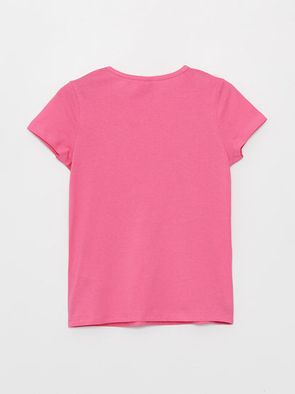 Crew Neck Printed Short Sleeve Girls' T-Shirt