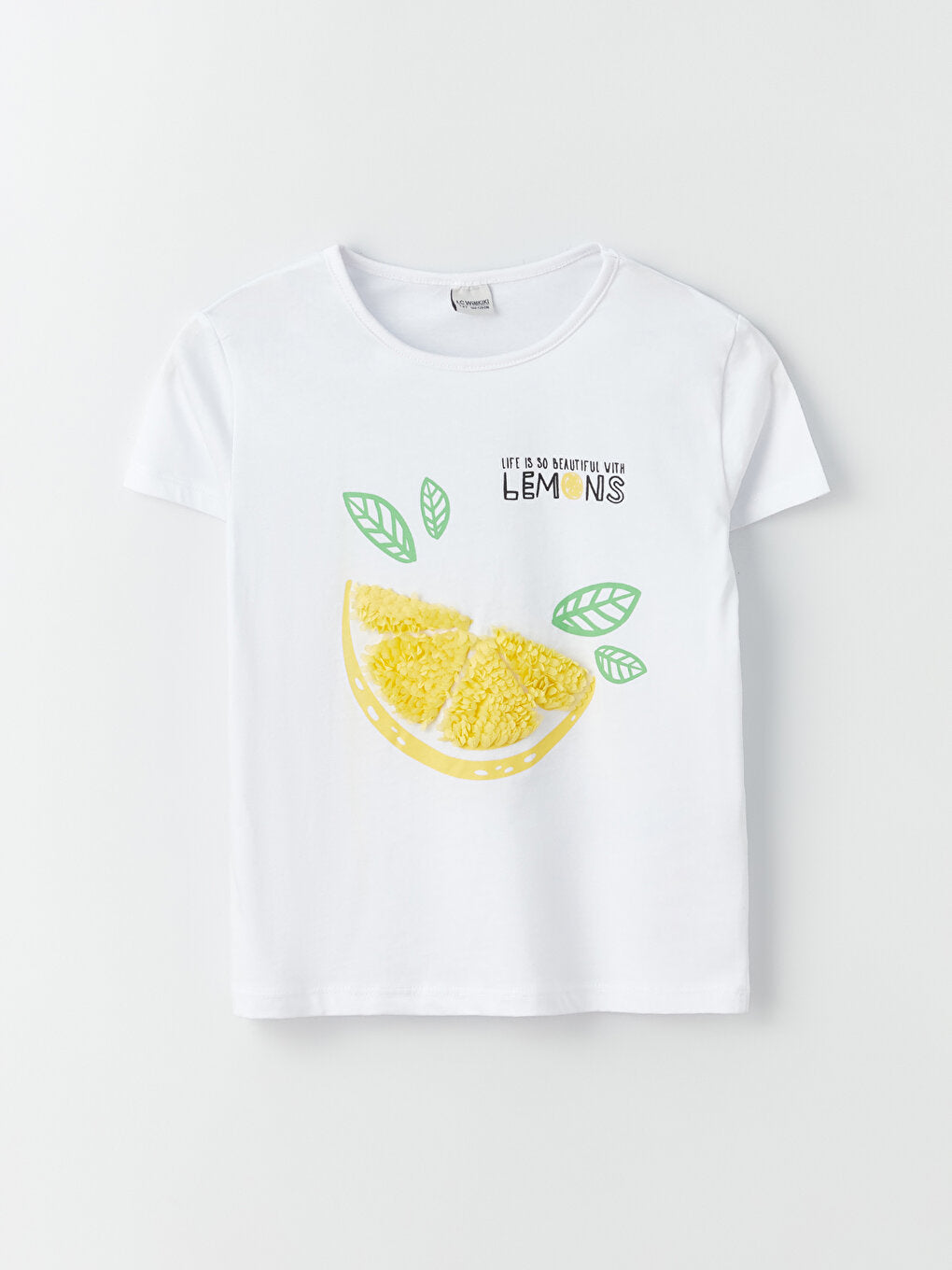 Crew Neck Printed Short Sleeve Girls' T-Shirt