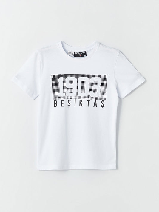 Crew Neck Beşiktaş Printed Short Sleeve Boys' T-Shirt