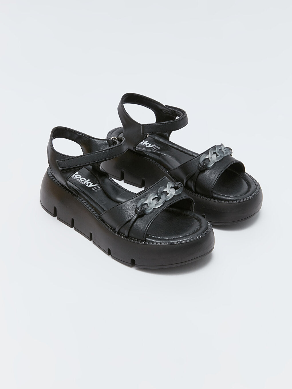 Leather Look Velcro Girls Sandals