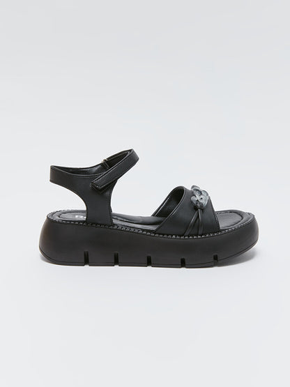 Leather Look Velcro Girls Sandals