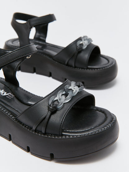 Leather Look Velcro Girls Sandals