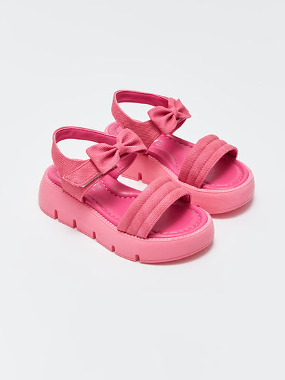 Leather Look Bow Detailed Girls Sandals