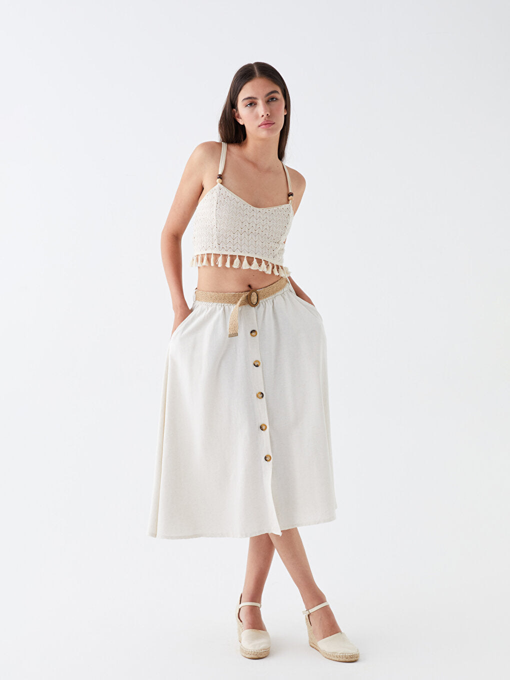 Belt Detailed Women's Skirt