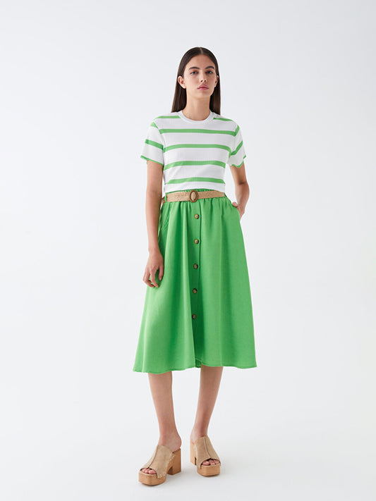 Belt Detailed Women's Skirt