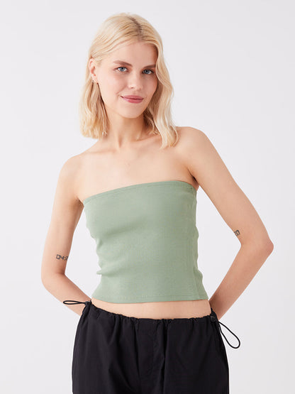 Strapless Plain Crop Women's Blouse