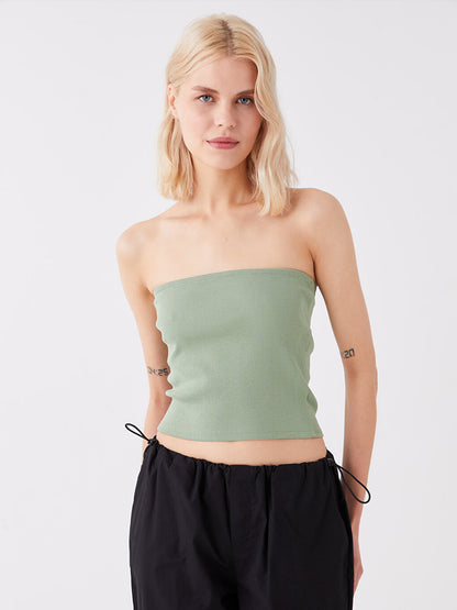 Strapless Plain Crop Women's Blouse