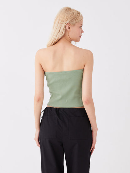 Strapless Plain Crop Women's Blouse