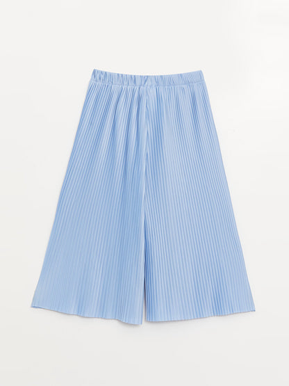 Pleated Girls' Trousers with Elastic Waist