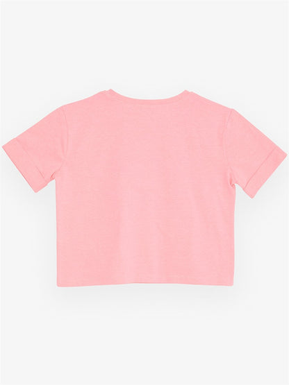 Crew Neck Printed Short Sleeve Girls' T-Shirt