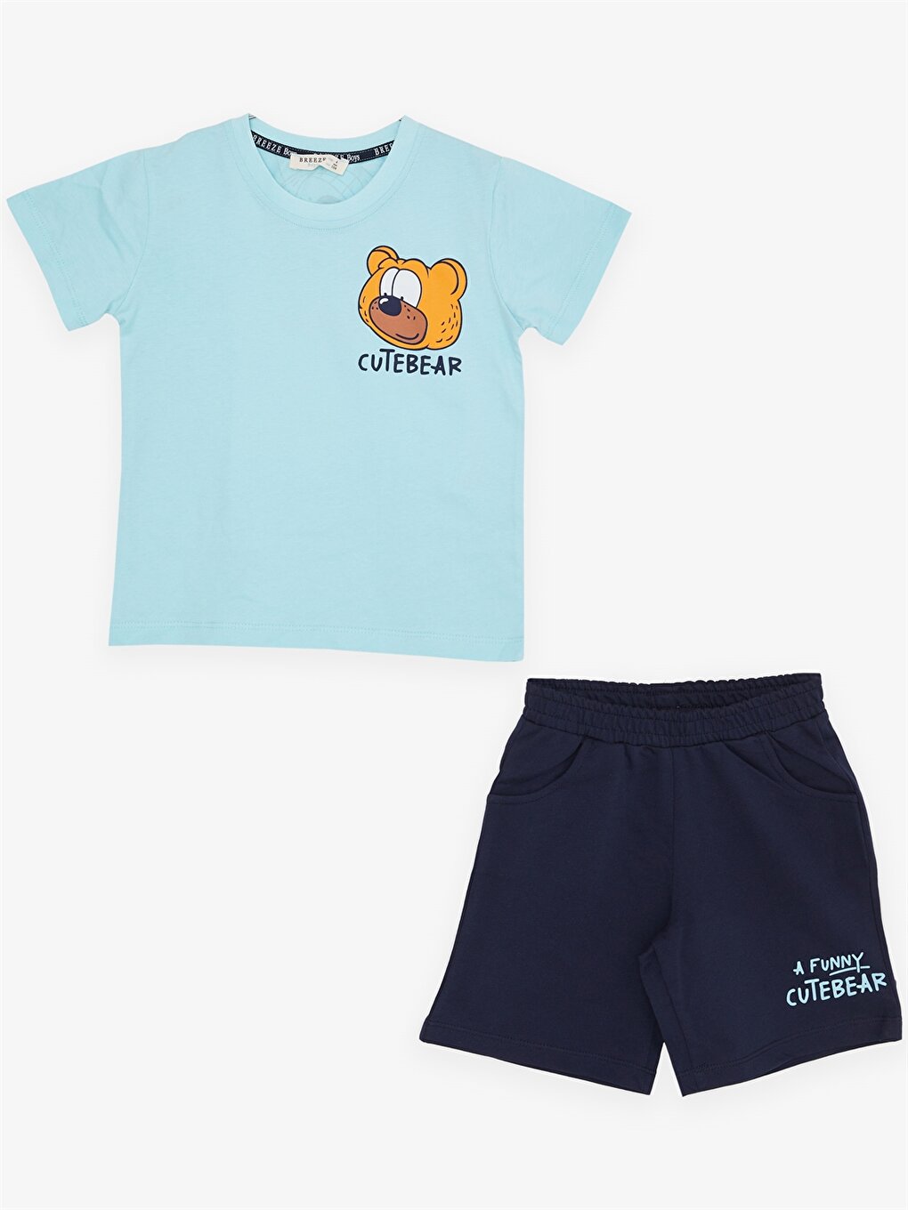 Crew Neck Printed Baby Boy T-Shirt and Shorts 2-Piece Set