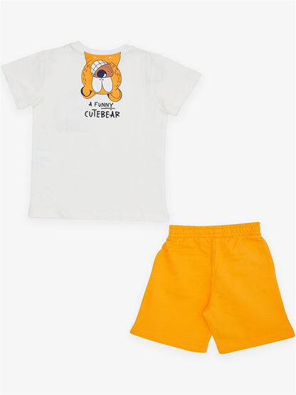 Crew Neck Printed Baby Boy T-Shirt and Shorts 2-Piece Set