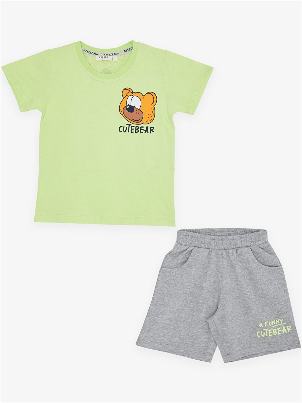 Crew Neck Printed Baby Boy T-Shirt and Shorts 2-Piece Set