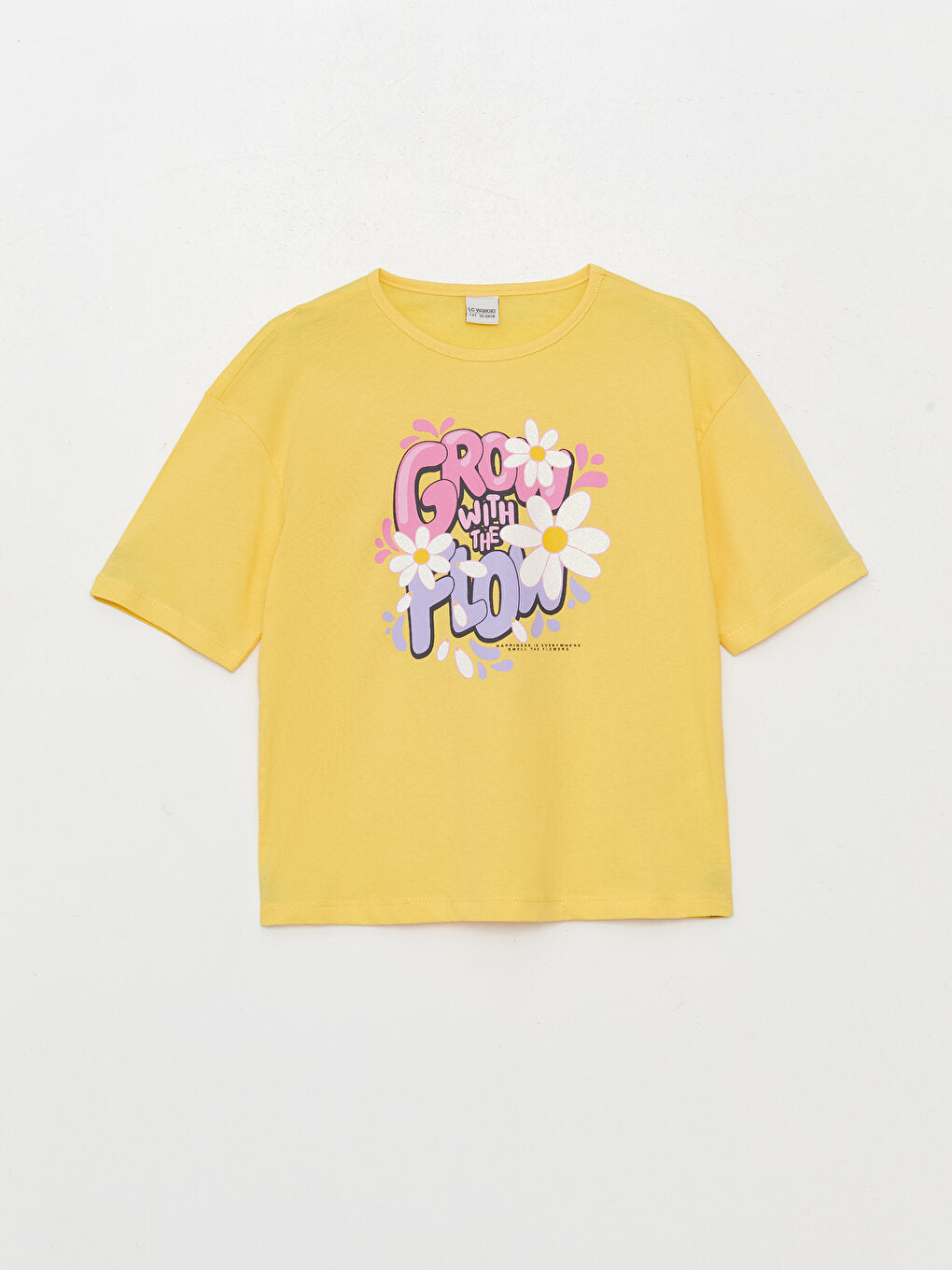 Crew Neck Printed Short Sleeve Girls' T-Shirt