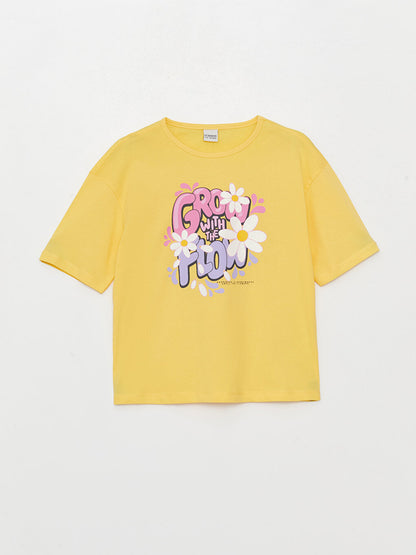 Crew Neck Printed Short Sleeve Girls' T-Shirt