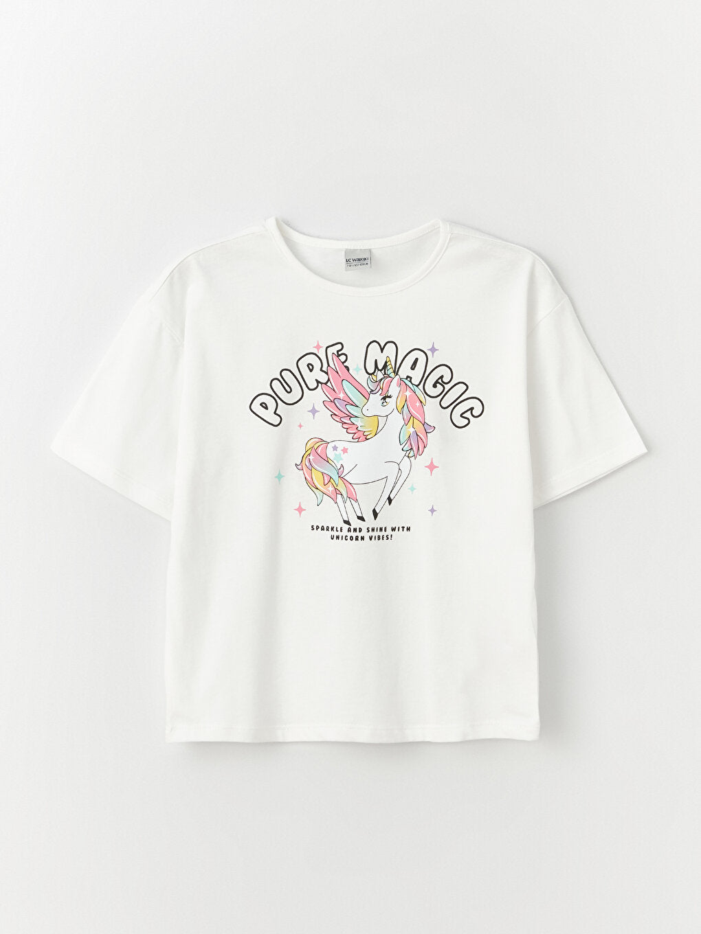 Crew Neck Printed Short Sleeve Girls' T-Shirt