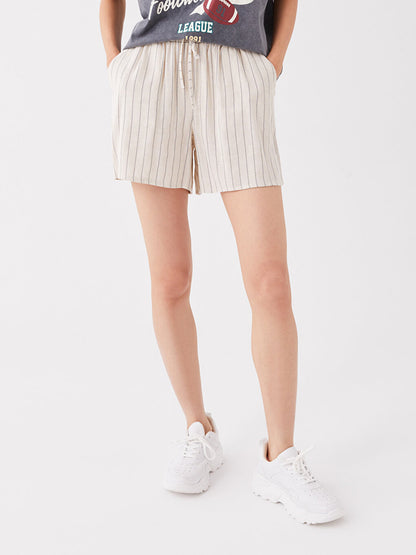 Comfortable Striped Linen Blend Women's Shorts